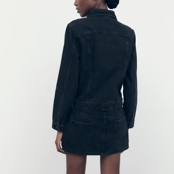 NWT Zara Long Sleeve Denim Dress - Picture 9 of 13